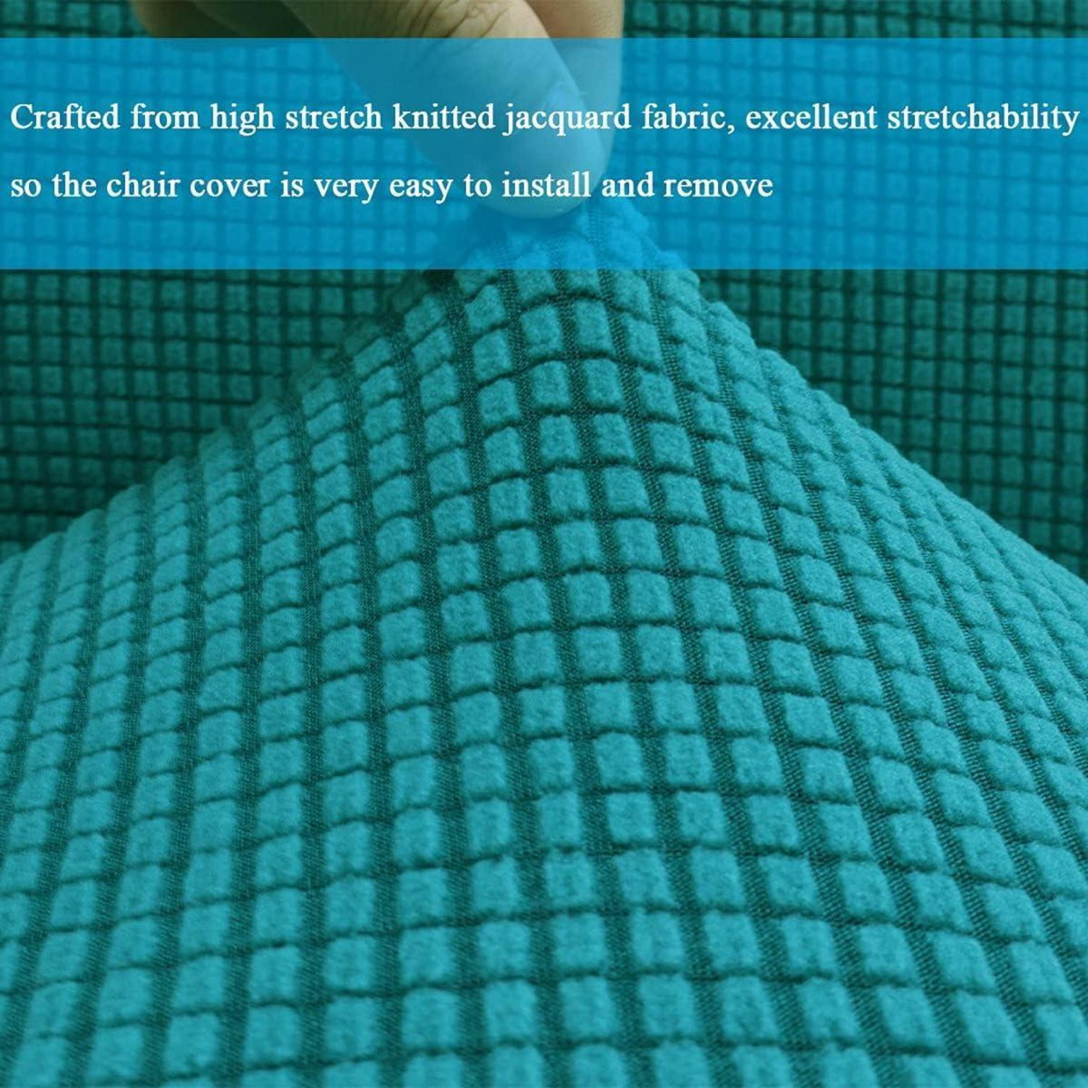 Stretch Stuhlhussen Set Dunkelgrün - Jacquardbezug für Esszimmer