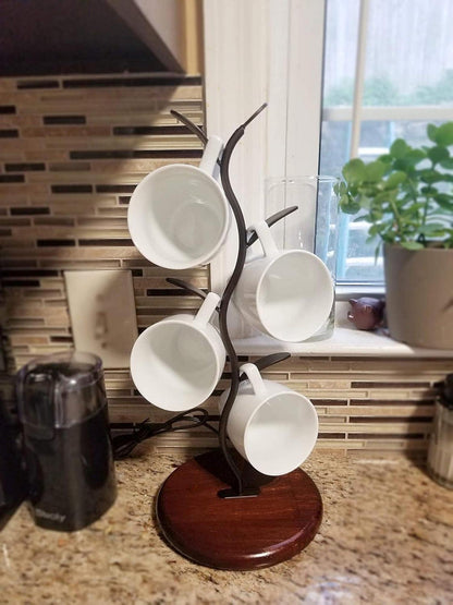 Tassenständer Tassenhalter Küche Kaffeebar-Organizer 4 Haken schwarz