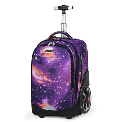 Schulrucksack mit Rädern Sternenhimmel Lila – Kinderkoffer & Trolleybox