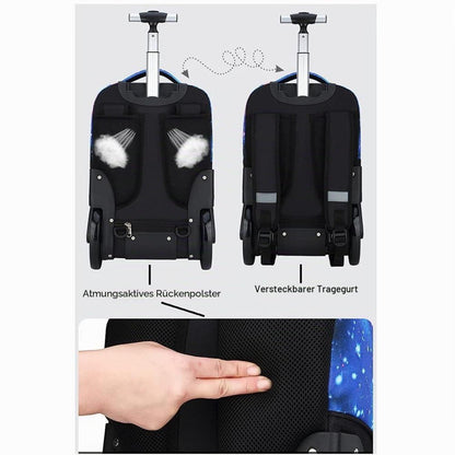 Schulrucksack mit Rädern Sternenhimmel Lila – Kinderkoffer & Trolleybox