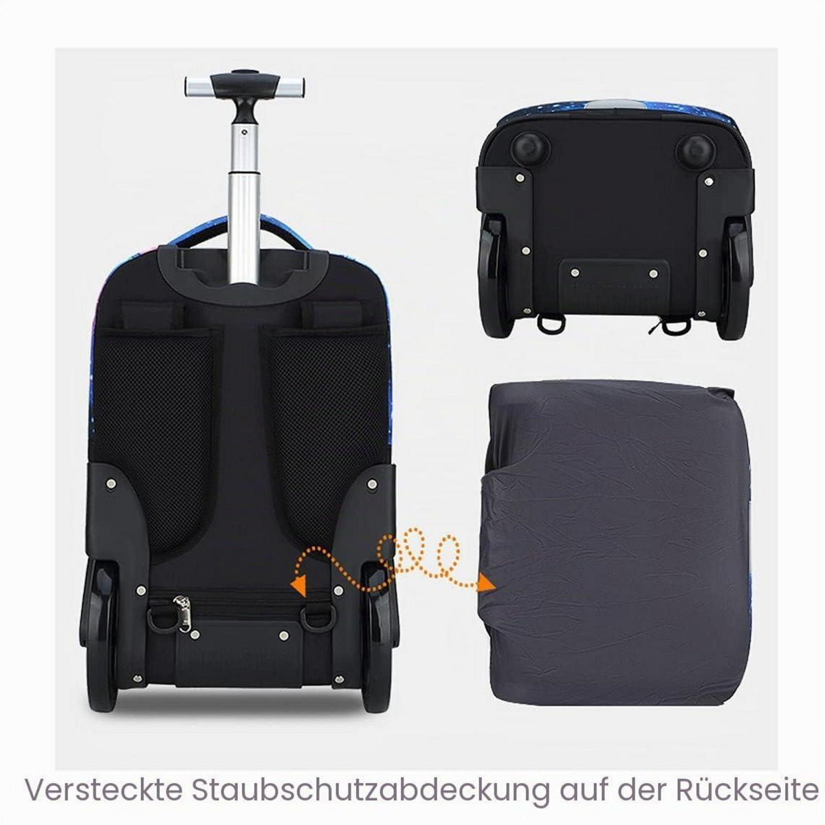 Schulrucksack mit Rädern Sternenhimmel Lila – Kinderkoffer & Trolleybox