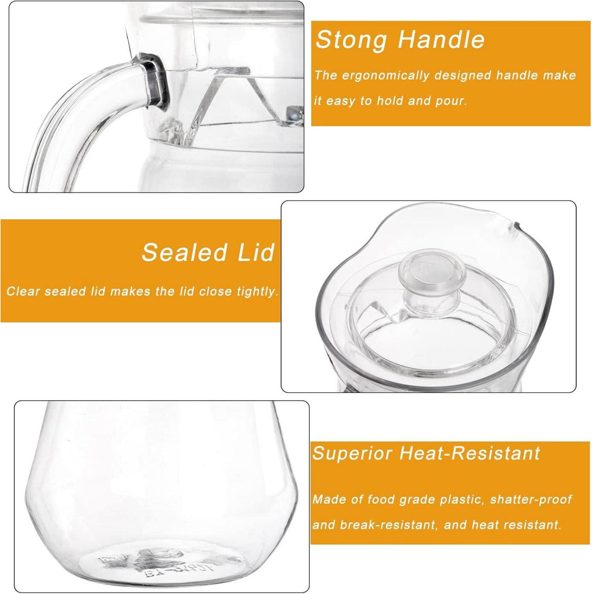 2er Set Kunststoff Krug 2L Clear Iced Water mit Deckel und Griff