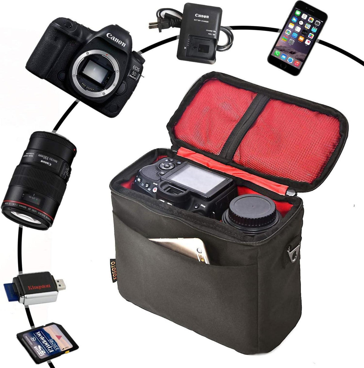 Große DSLR-Kameratasche für Sony Canon Nikon Spiegelreflexkameras