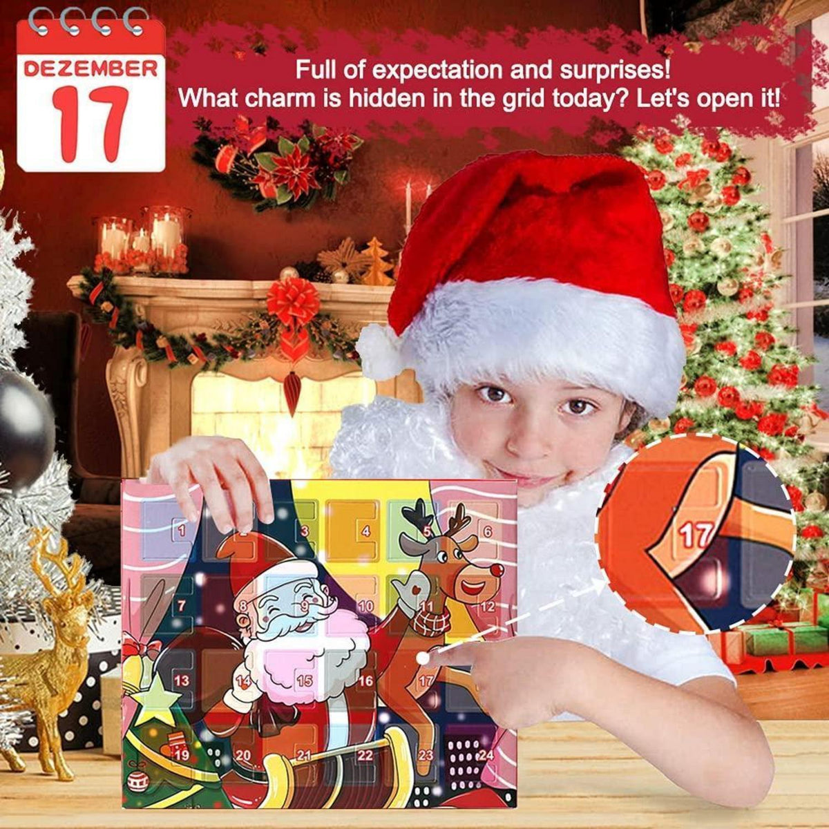 Adventskalender Schmuck Mädchen 2026 – 2 Armbänder & 22 Anhänger