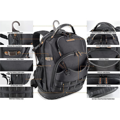Werkzeugrucksack Herren 77 Taschen robust & wasserdicht