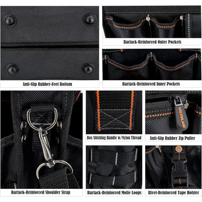 Werkzeugtasche Elektriker/HLK mit Steckdosen-Organizer