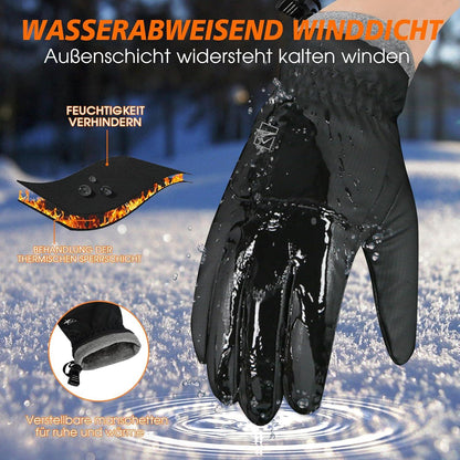 Cevapro Winterhandschuhe wasserdicht Skihandschuhe Snowboard Handschuhe Touchscreen Herren Damen Wintersport Skifahren Schwarz