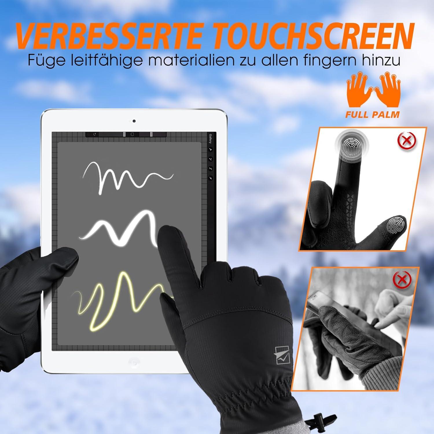 Wasserdichte Winterhandschuhe Ski Snowboard Herren Damen Touchscreen