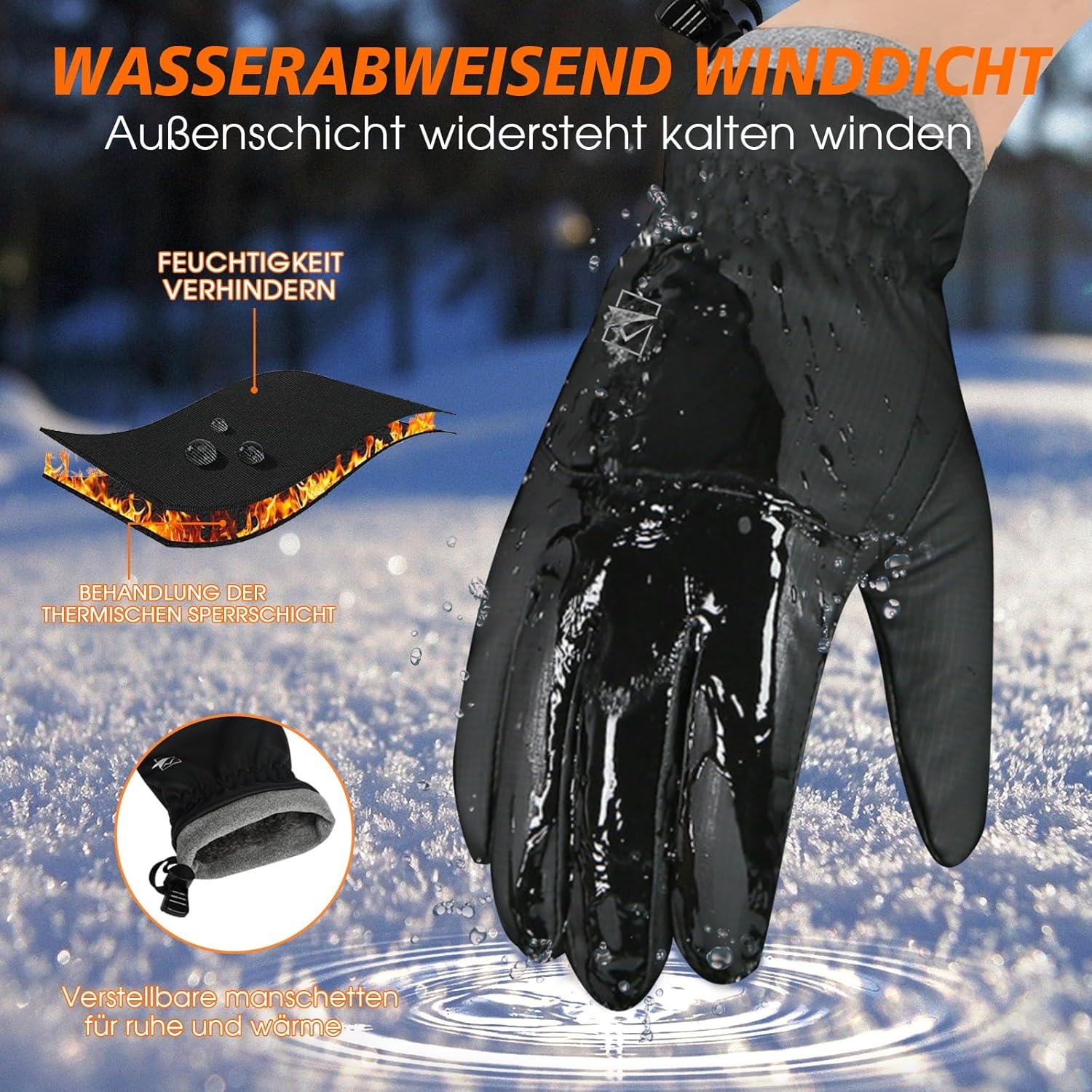 Cevapro Winterhandschuhe wasserdicht Touchscreen Skihandschuhe Snowboard Handschuhe XL