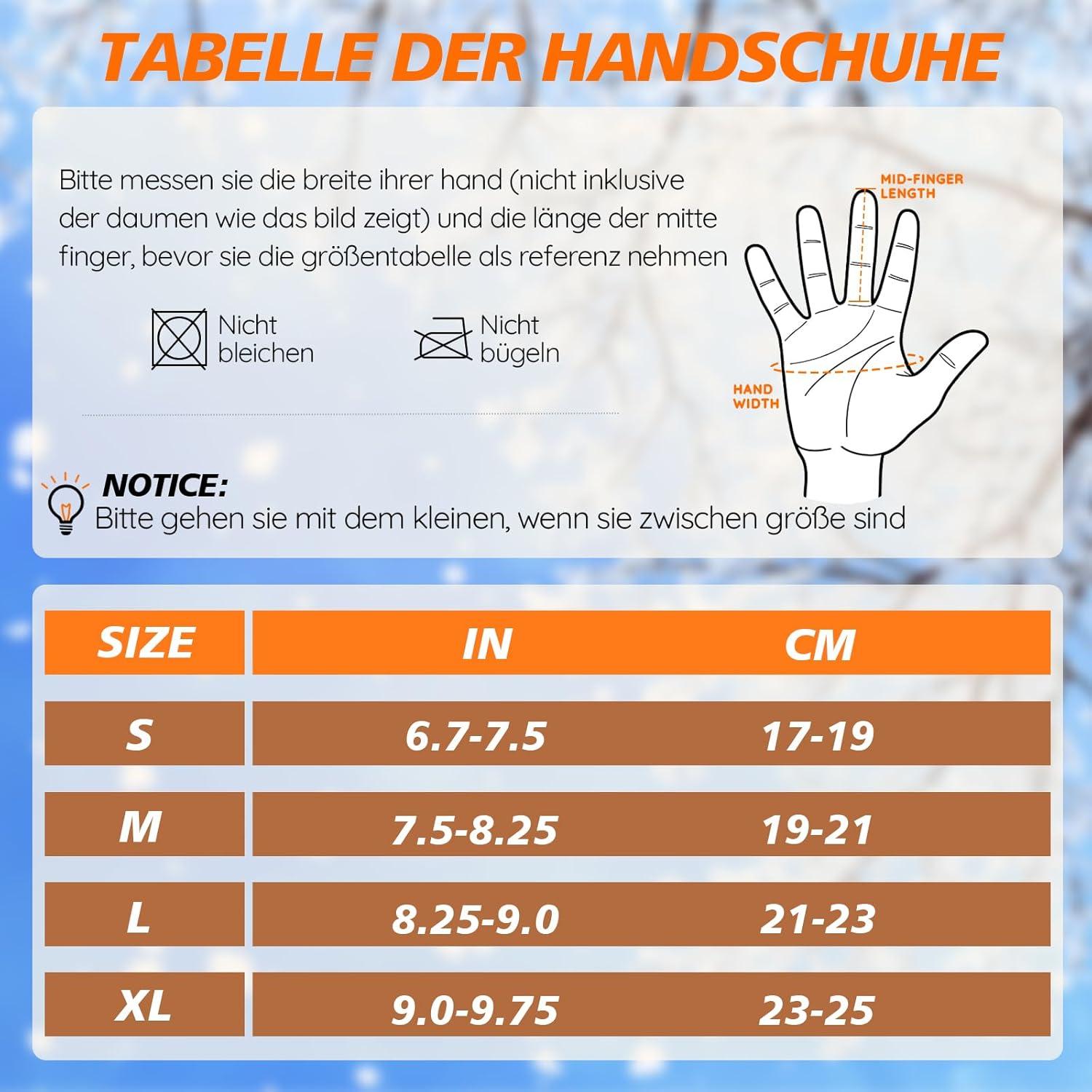 Wasserdichte Winterhandschuhe Ski Snowboard Touchscreen Schwarz