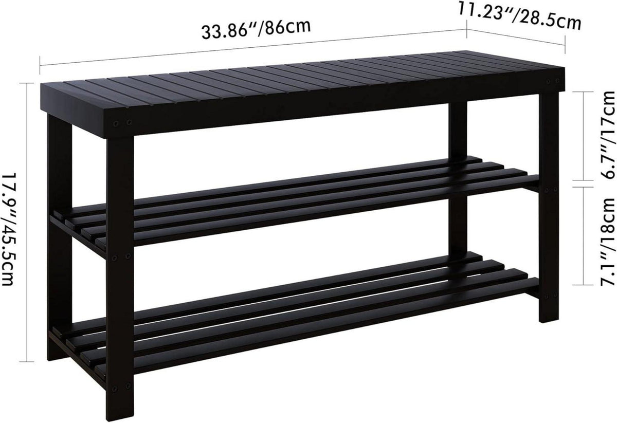 Schuhbank Schuhregal Bambus Schuhschrank Sitzbank 3 Ablagen Standregal