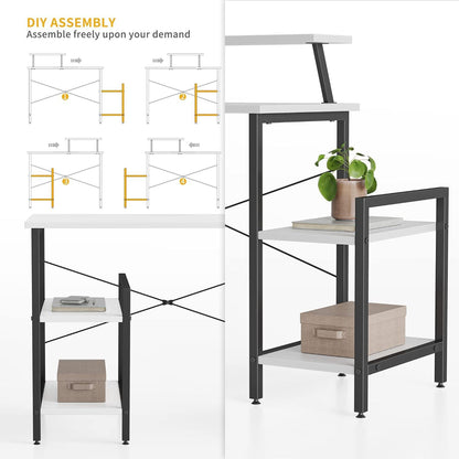 Kleiner Schreibtisch mit 2 Regalen, Monitorständer 100x50 cm