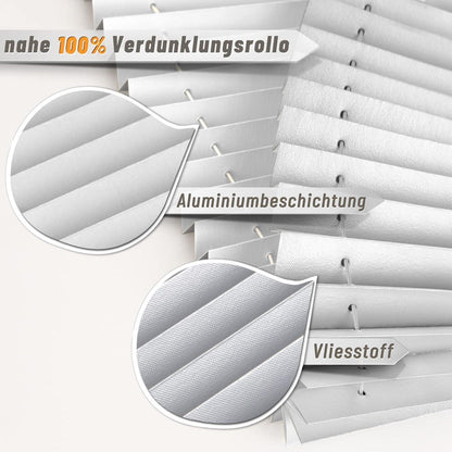 Verdunkelungsplissee ohne Bohren Klemmfix Weiß 70x140 cm Thermo