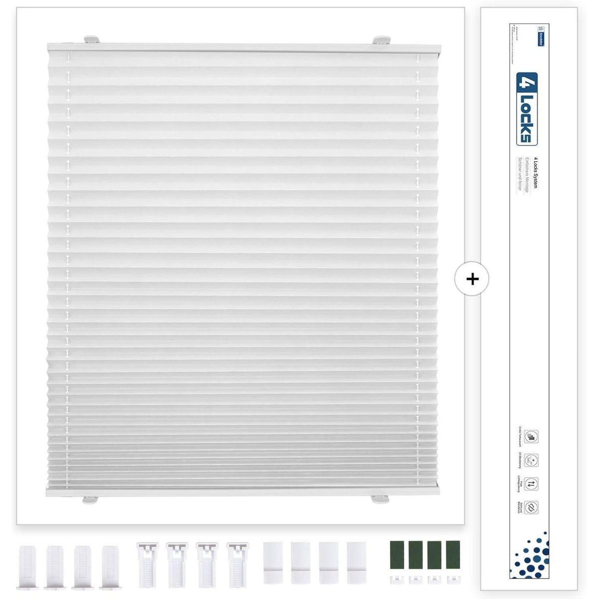 Verdunkelungsplissee ohne Bohren Klemmfix Weiß 70x140 cm Thermo