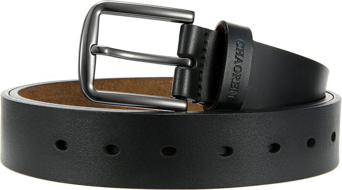 CHAOREN Herren Ledergürtel Schwarz 35mm Leder 100cm - Geschenkverpackung