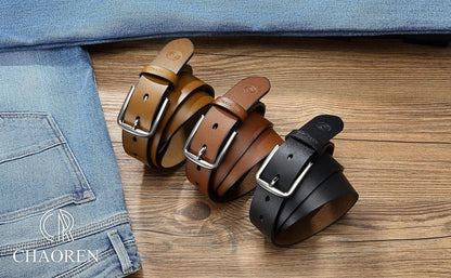 Ledergürtel Herren Schwarz 35mm Leder Jeans 100cm - Geschenkverpackung - Hochwertige Qualität