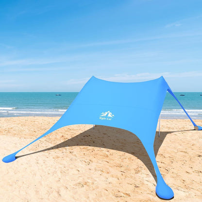 Strandzelt Lycra Sonnenschutz UPF 50+ mit Sandsack Anker Blau