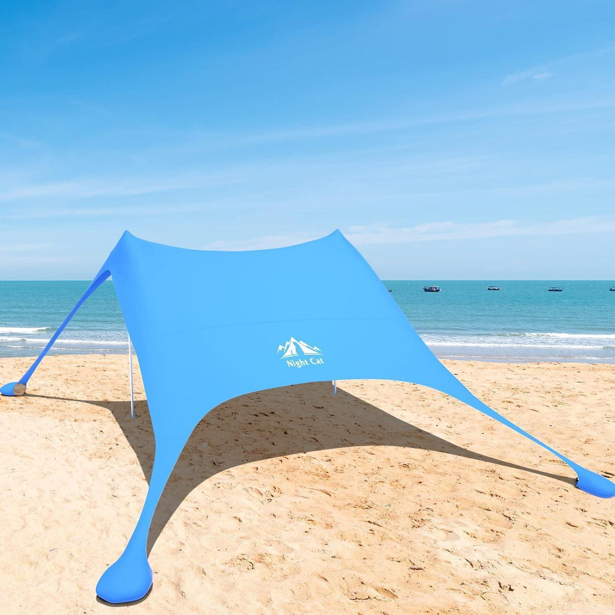 Strandzelt Lycra Sonnenschutz UPF 50+ mit Sandsack Anker Blau
