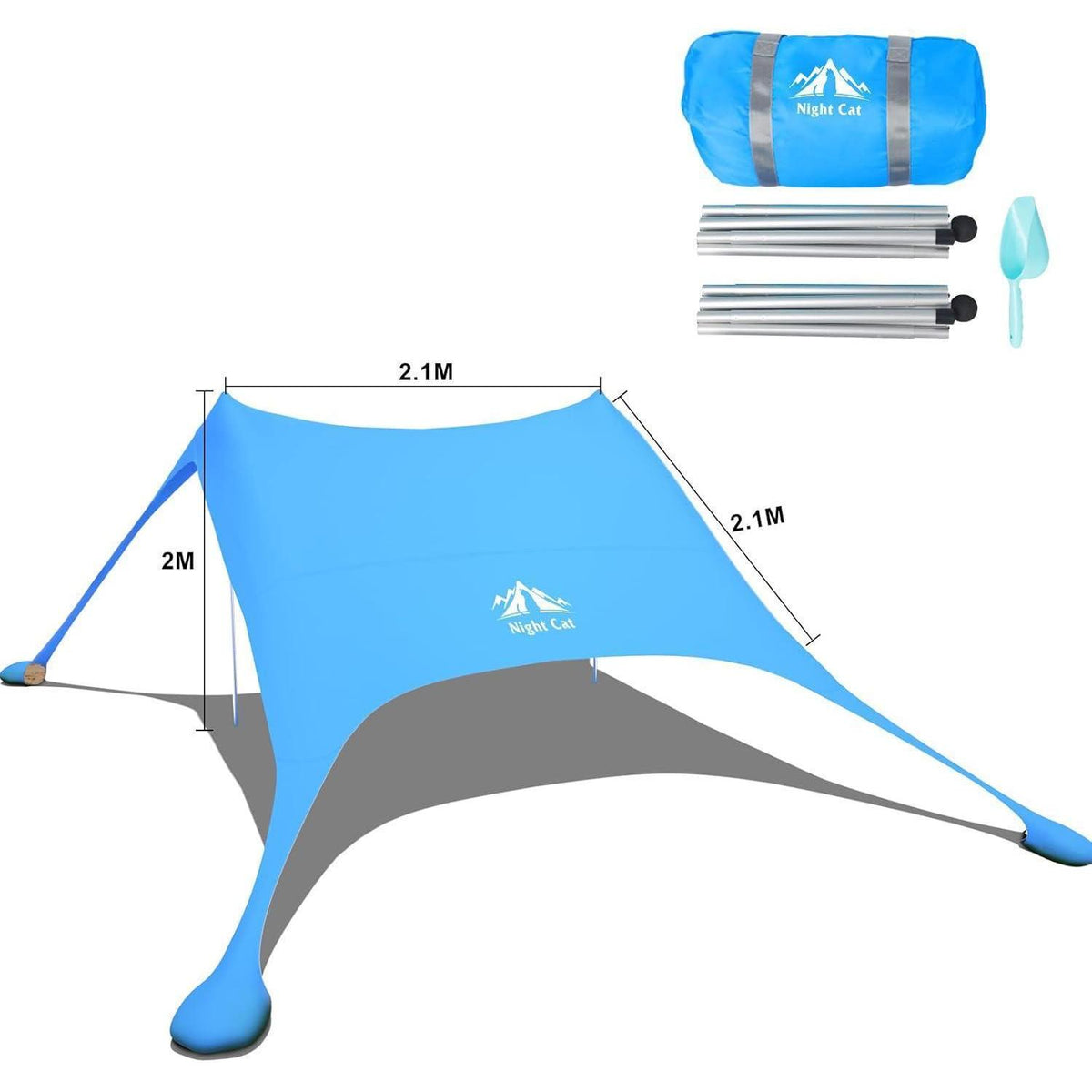 Strandzelt Lycra Sonnenschutz UPF 50+ mit Sandsack Anker Blau