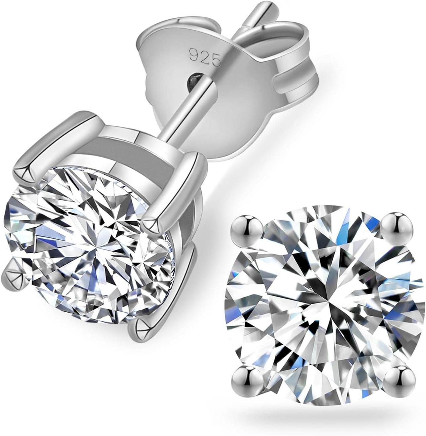 Moissanite Ohrringe 925 Silber Damen 2,0 ct VVS1 D 14K Gold/Weißgold