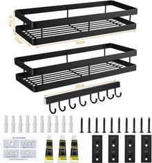 Gewürzregal Wand Edelstahl Schwarz 2er Set ohne Bohren 35 x
