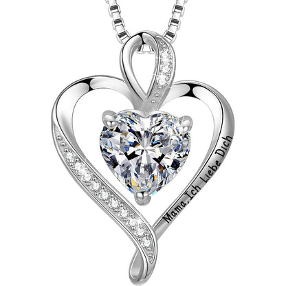 Silber Herz Kette Damen "Ich liebe dich" Gravur