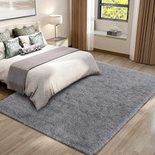 Langflor Teppich Waschbar Modern Flauschig Grau Rosa