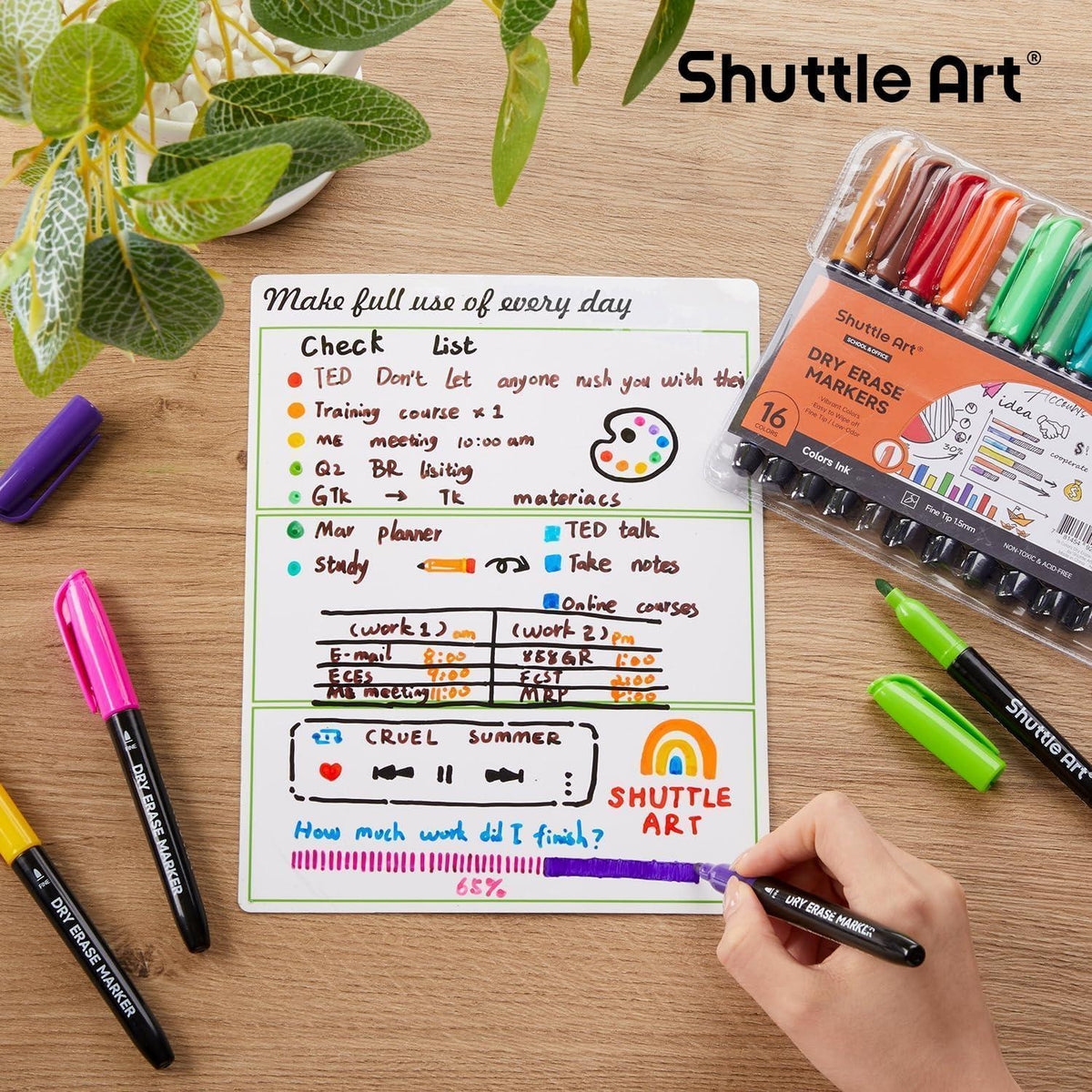 Whiteboard Stifte Set 16 Farben, Feinsptz, Abwischbar