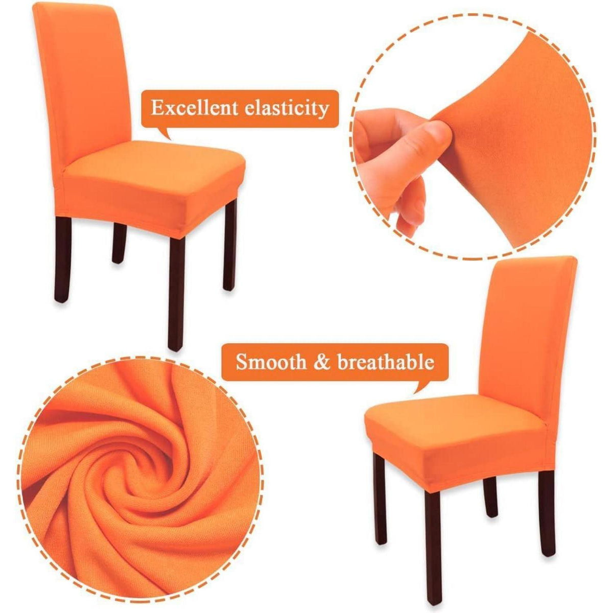 Esszimmer Stuhlhussen 4er Set – Abnehmbar & Elastisch Orange
