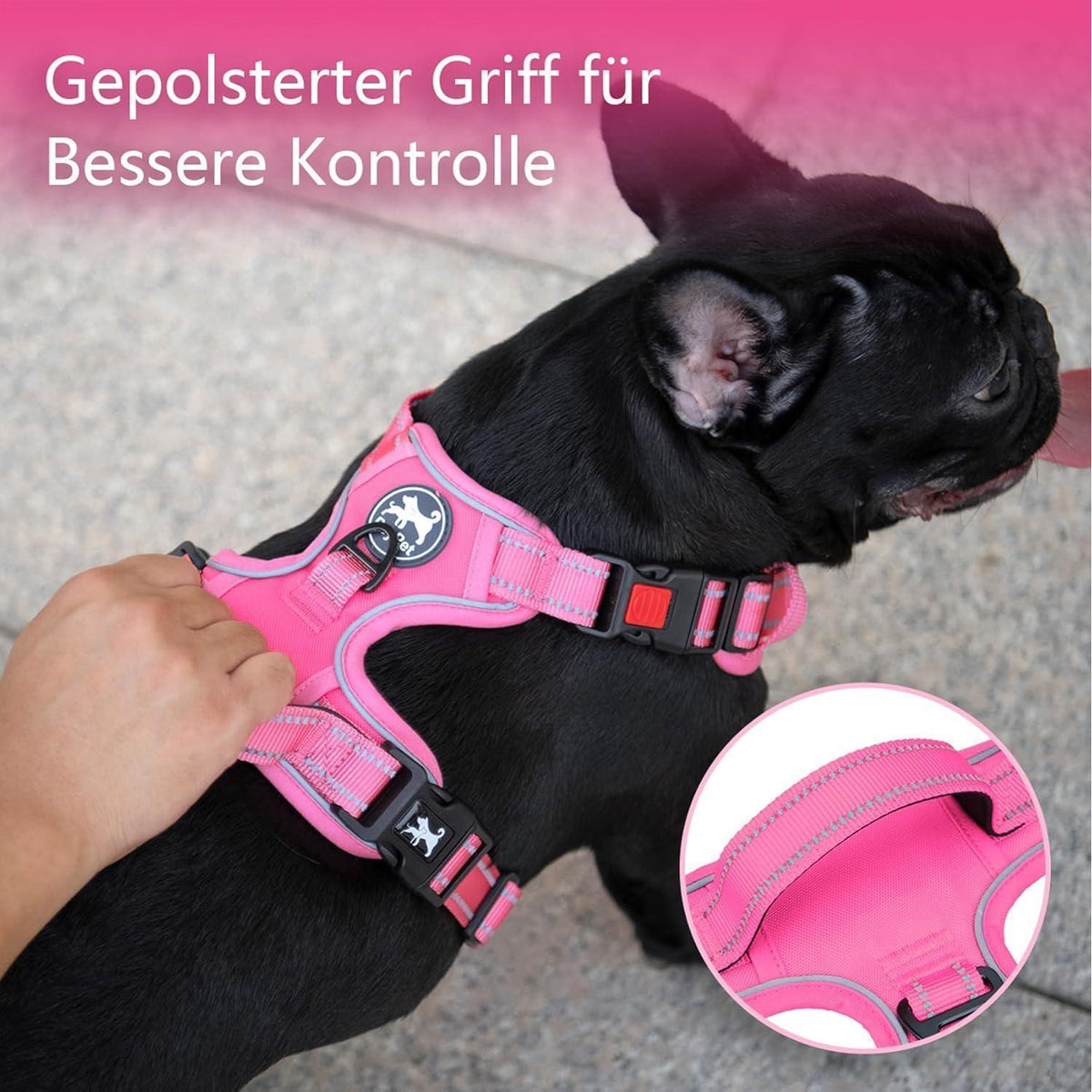 PoyPet Hundegeschirr ohne Zug, Rosa, Größe XL
