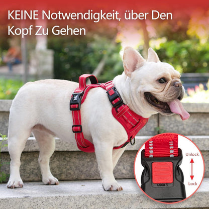 PoyPet Hundegeschirr ohne Zug, Rot, Größe S