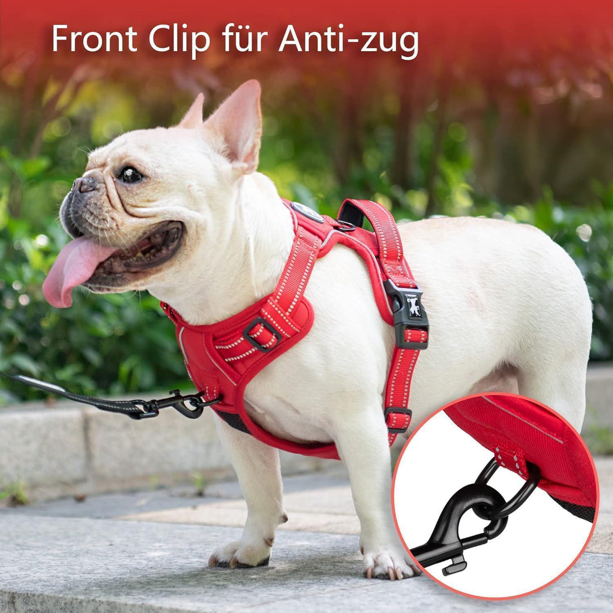 PoyPet Hundegeschirr ohne Zug, Rot, Größe S