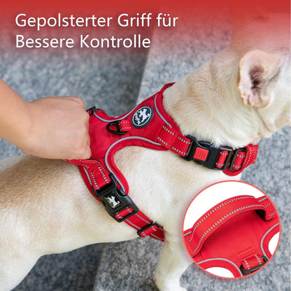 PoyPet Hundegeschirr ohne Zug, Rot, Größe S