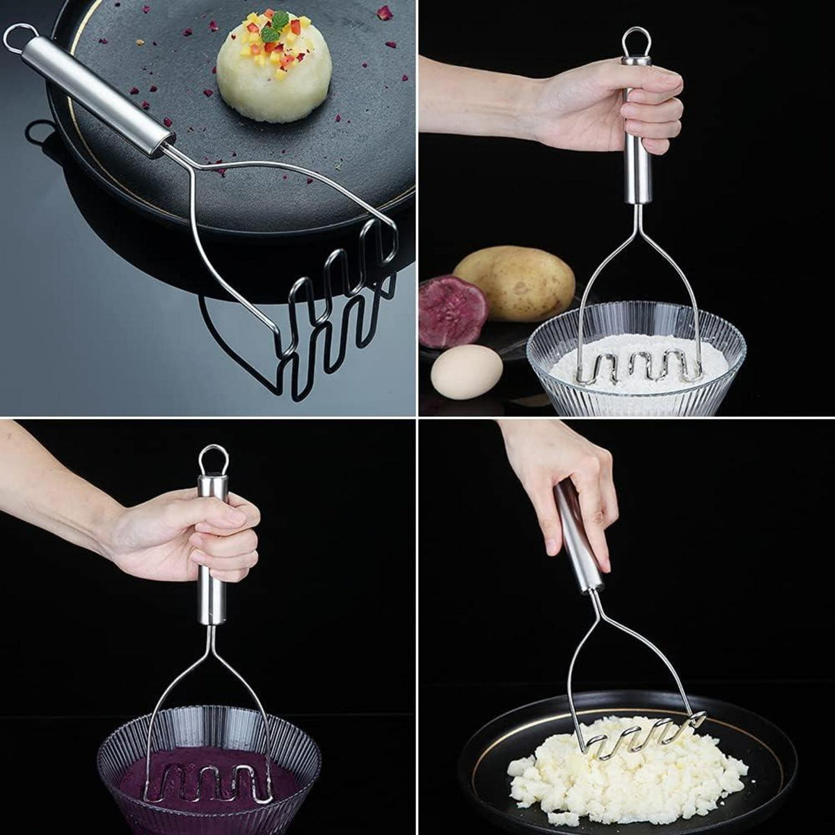 Edelstahl Kartoffelstampfer mit Spiegelpolitur, Spülmaschinenfest 9,6
