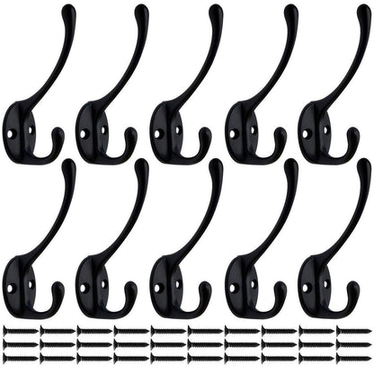 10x Kleiderhaken Schwarz Matt Vintage Wandhaken für Garderobe