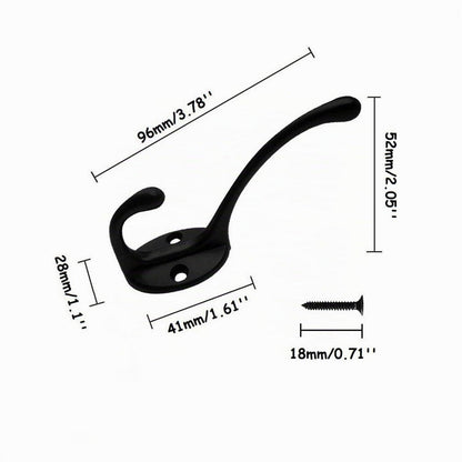 10x Kleiderhaken Schwarz Matt Vintage Wandhaken für Garderobe