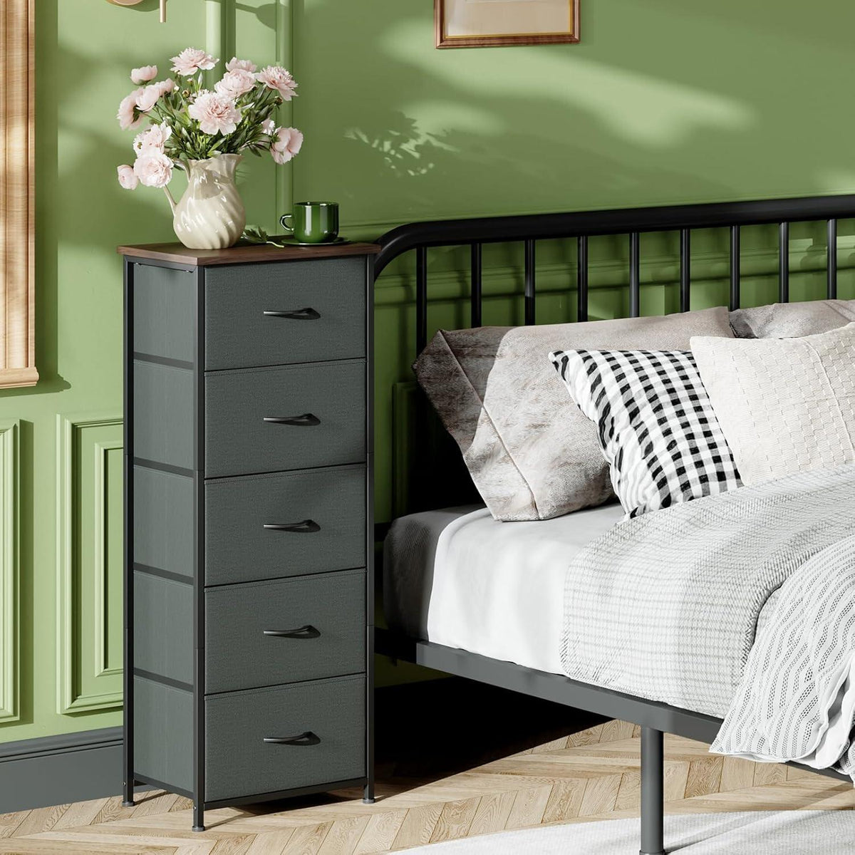 Somdot Stoffkommode 5 Schubladen – Grau, Schlafzimmer Organizer