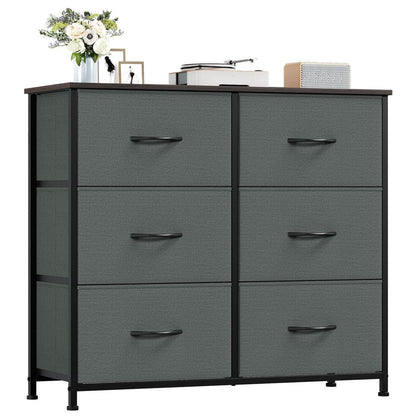 Kommode mit 6 Stoffschubladen – Grau, 30x80x71,5 cm