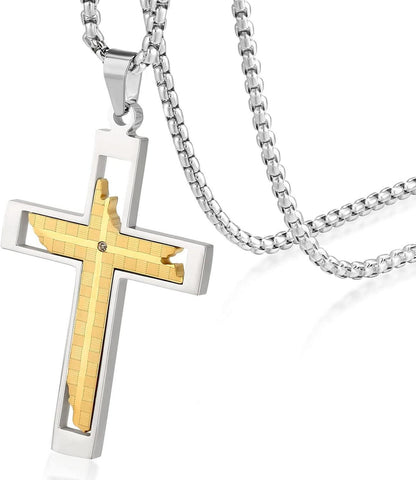 Kette mit Anhänger 18K Gold weißgold plattiert Hohl Kreuz
