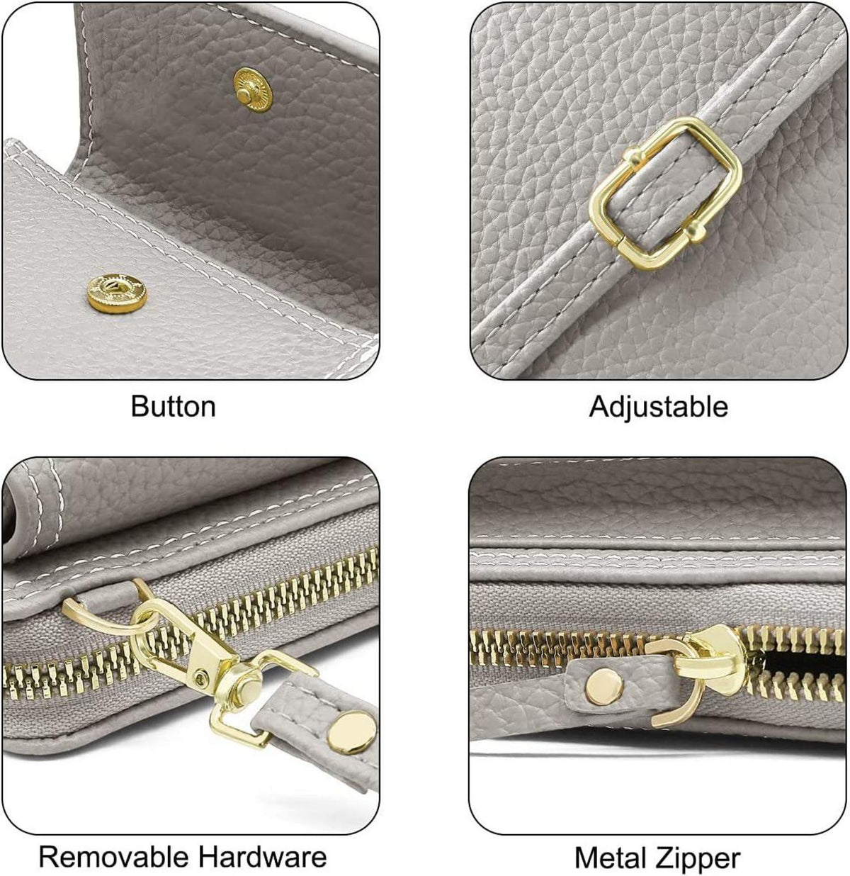 REETEE Damen Handytasche Umhängetasche Geldbörse Handy Schultertasche Crossbody Tasche Grau