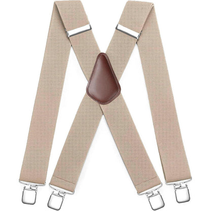 HISDERN Hosenträger Herren 5cm Breit X-Form Beige Einstellbar