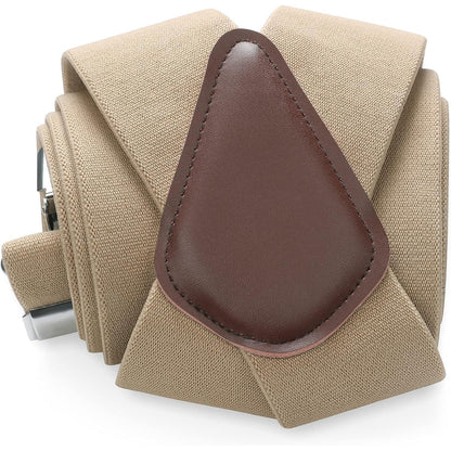 HISDERN Hosenträger Herren 5cm Breit X-Form Beige Einstellbar