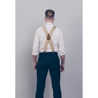 HISDERN Hosenträger Herren 5cm Breit X-Form Beige Einstellbar