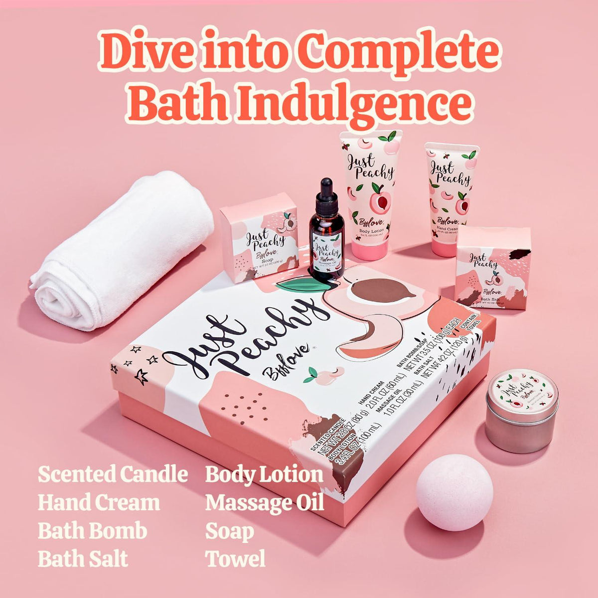 Frauen Geschenkset Pfirsich Spa Geburtstagsgeschenk 8-teilig