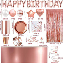 Partydeko Set Rosegold Happy Birthday für 30 Leute