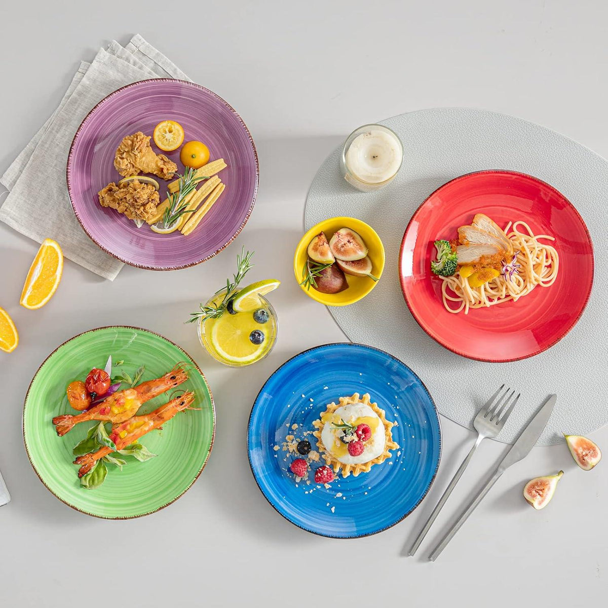 Tafelservice Steingut BUNTE SERIE 18-teilig für 6 Personen