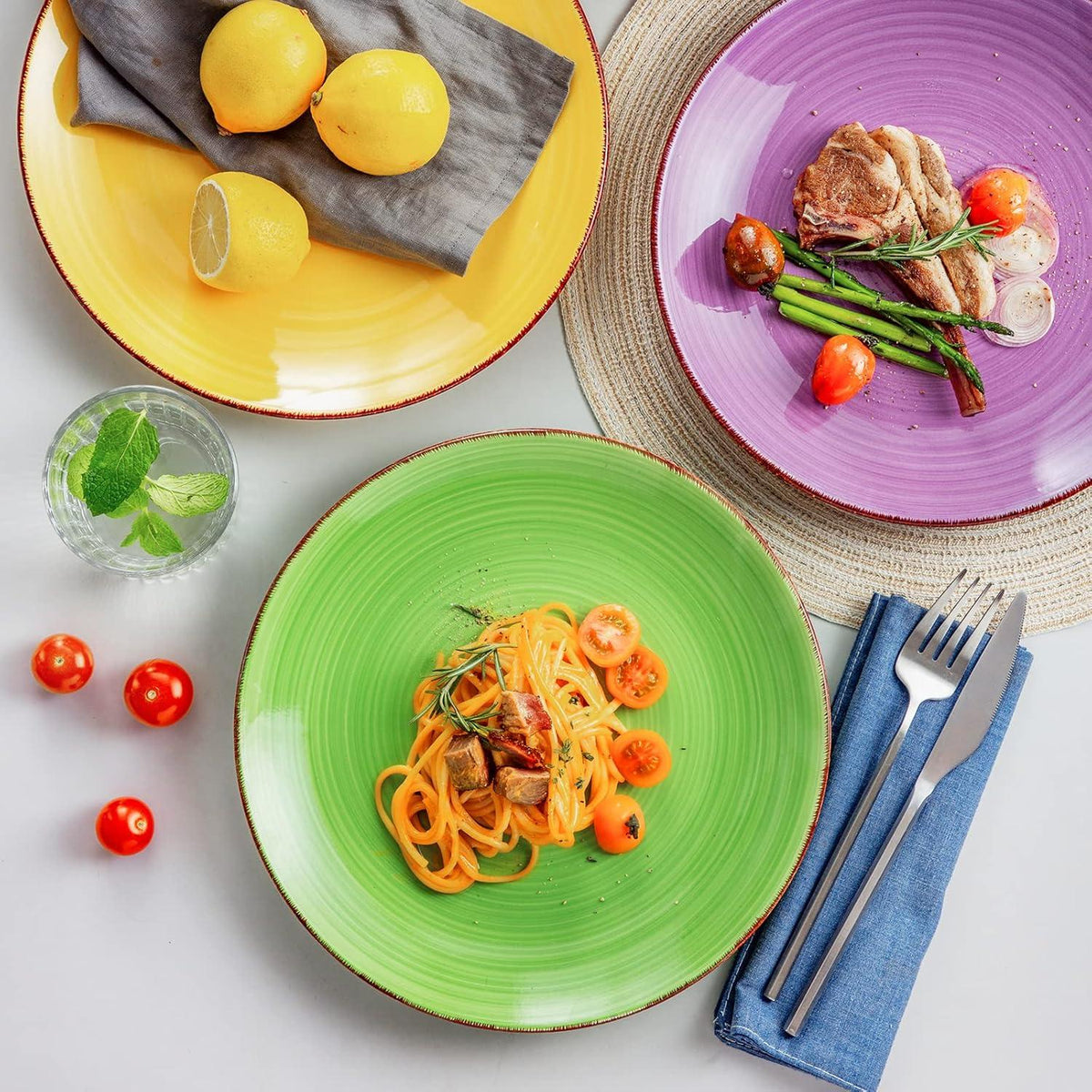 Tafelservice Steingut BUNTE SERIE 18-teilig für 6 Personen