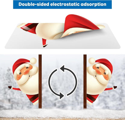9 Blatt Weihnachts Fensterbilder Schneeflocken Rentier PVC Aufkleber