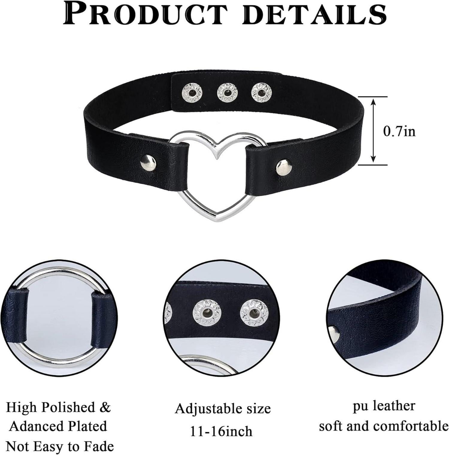 Gothic Choker Set Damen PU Leder Halsband 9PCS Punk Schwarz