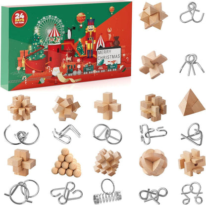 Knobelspiele Adventskalender 2024 Metall Holz Puzzle